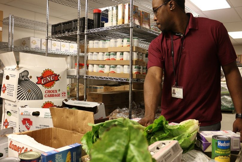 employee working in the food pantry